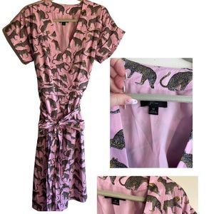 J.Crew Pink Leopard Wrap Dress